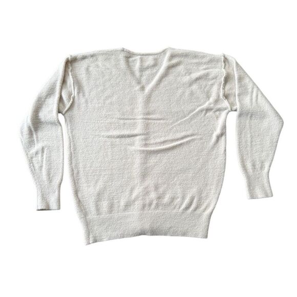 Aritzia Wilfred Free Hush Knit V Neck Sweater Birch White Oversized Medium - Picture 3 of 5